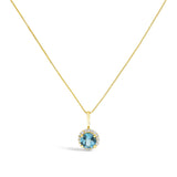 10K Gold Gemstone and 1/10 Cttw Diamond Accent Halo Pendant Necklace-7 thumbnail 19