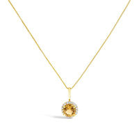 10K Gold Gemstone and 1/10 Cttw Diamond Accent Halo Pendant Necklace