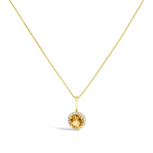 10K Gold Gemstone and 1/10 Cttw Diamond Accent Halo Pendant Necklace-9