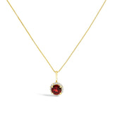 10K Gold Gemstone and 1/10 Cttw Diamond Accent Halo Pendant Necklace-11 thumbnail 6