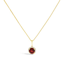 10K Gold Gemstone and 1/10 Cttw Diamond Accent Halo Pendant Necklace-11