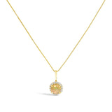 10K Gold Gemstone and 1/10 Cttw Diamond Accent Halo Pendant Necklace-4 thumbnail 13