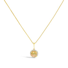 10K Gold Gemstone and 1/10 Cttw Diamond Accent Halo Pendant Necklace-4