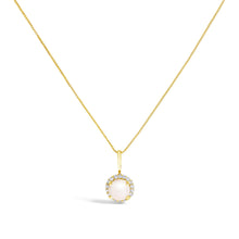 10K Gold Gemstone and 1/10 Cttw Diamond Accent Halo Pendant Necklace-2