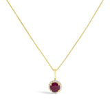 10K Gold Gemstone and 1/10 Cttw Diamond Accent Halo Pendant Necklace-1 thumbnail 5
