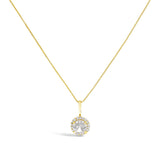 10K Gold Gemstone and 1/10 Cttw Diamond Accent Halo Pendant Necklace-0 thumbnail 2