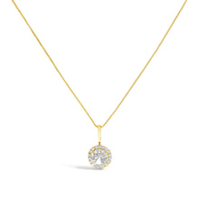 10K Gold Gemstone and 1/10 Cttw Diamond Accent Halo Pendant Necklace-0