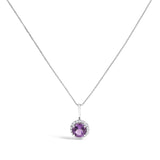 10K Gold Gemstone and 1/10 Cttw Diamond Accent Halo Pendant Necklace-20 thumbnail 1