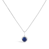 10K Gold Gemstone and 1/10 Cttw Diamond Accent Halo Pendant Necklace-13 thumbnail 12