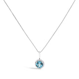 10K Gold Gemstone and 1/10 Cttw Diamond Accent Halo Pendant Necklace-14 thumbnail 14