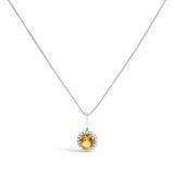 10K Gold Gemstone and 1/10 Cttw Diamond Accent Halo Pendant Necklace-18 thumbnail 22