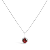 10K Gold Gemstone and 1/10 Cttw Diamond Accent Halo Pendant Necklace-21 thumbnail 4