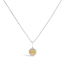 10K Gold Gemstone and 1/10 Cttw Diamond Accent Halo Pendant Necklace-17