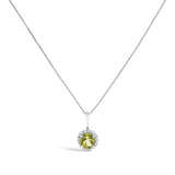 10K Gold Gemstone and 1/10 Cttw Diamond Accent Halo Pendant Necklace-16 thumbnail 18