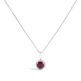 10K Gold Gemstone and 1/10 Cttw Diamond Accent Halo Pendant Necklace-22 thumbnail 7