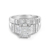 Sterling Silver 1.0 Cttw Diamond Composite Head Bridal Engagement Ring Set-0 thumbnail 1