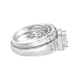 Sterling Silver 1.0 Cttw Diamond Composite Head Bridal Engagement Ring Set-1 thumbnail 2