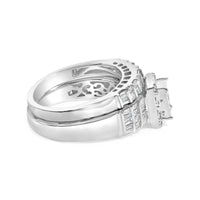 Sterling Silver 1.0 Cttw Diamond Composite Head Bridal Engagement Ring Set