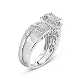 Sterling Silver 1.0 Cttw Diamond Composite Head Bridal Engagement Ring Set-3 thumbnail 4