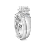 Sterling Silver 1.0 Cttw Diamond Composite Head Bridal Engagement Ring Set-4 thumbnail 5