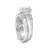 Sterling Silver 1.0 Cttw Diamond Composite Head Bridal Engagement Ring Set