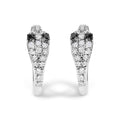 10K white gold huggy hoop earrings with 2 round diamond stones