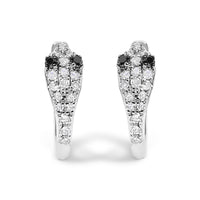10K White Gold 1/5 Cttw Diamond Snake Eyes Huggy Hoop Earrings