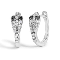 10K White Gold 1/5 Cttw Diamond Snake Eyes Huggy Hoop Earrings