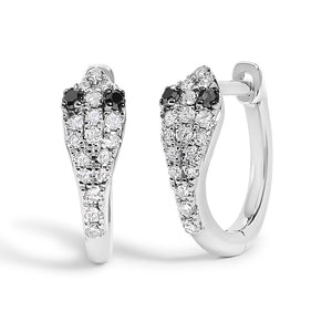 10K White Gold 1/5 Cttw Diamond Snake Eyes Huggy Hoop Earrings-1