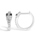 10K White Gold 1/5 Cttw Diamond Snake Eyes Huggy Hoop Earrings-3 thumbnail 4
