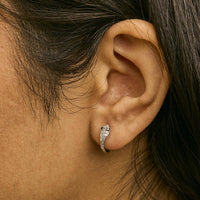 10K White Gold 1/5 Cttw Diamond Snake Eyes Huggy Hoop Earrings