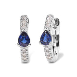 10K White Gold Pear Shaped Blue Sapphire and 1/10 Cttw Diamond Huggy Hoop Earrings (H-I Color, I1-I2 Clarity)-1 thumbnail 2