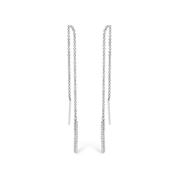10K White Gold 1/10 Cttw Diamond Threader Earrings