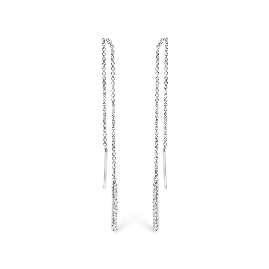 10K White Gold 1/10 Cttw Diamond Threader Earrings