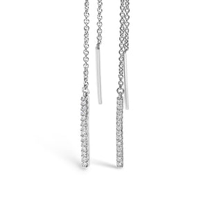 10K White Gold 1/10 Cttw Diamond Threader Earrings-1