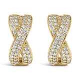 14K Yellow Gold 1/3 Cttw Diamond Criss Cross Huggie Hoop Earrings (G-H Color, SI2-I1 Clarity)-1 thumbnail 2