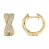 14K Yellow Gold 1/3 Cttw Diamond Criss Cross Huggie Hoop Earrings (G-H Color, SI2-I1 Clarity)-3 thumbnail 4