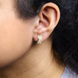 14K Yellow Gold 1/3 Cttw Diamond Criss Cross Huggie Hoop Earrings (G-H Color, SI2-I1 Clarity)-2 thumbnail 3