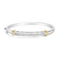 14K two-tone gold bangle bracelet with princess cut diamond stones