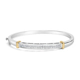 14K two-tone gold bangle bracelet with princess cut diamond stones thumbnail 1
