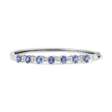 14K White Gold 5 MM Oval Blue Tanzanite and 1/4 Cttw Diamond Bangle (H-I Color, VS2-SI1 Clarity) - Fits wrists up to 7 1/2 Inches-3 thumbnail 4