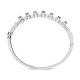 14K White Gold 5 MM Oval Blue Tanzanite and 1/4 Cttw Diamond Bangle (H-I Color, VS2-SI1 Clarity) - Fits wrists up to 7 1/2 Inches-4 thumbnail 5