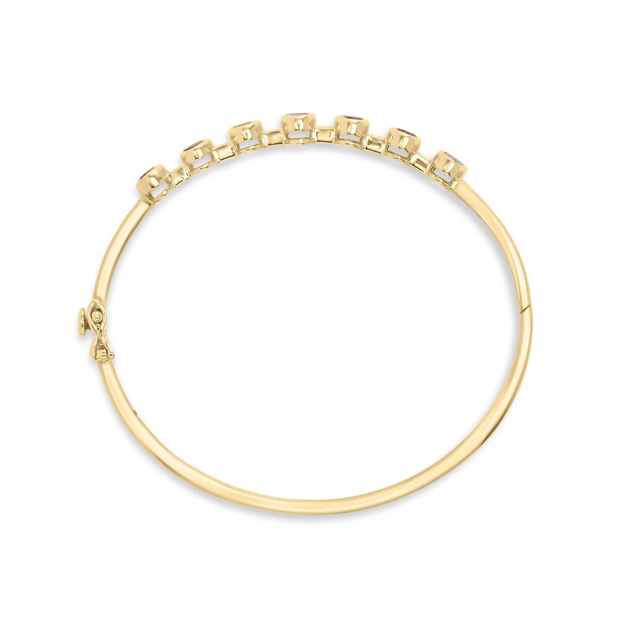 14K Yellow Gold Alternating Bezel Set 5MM Oval Shaped Tanzanite and 1/5 Cttw Diamond Bangle Bracelet (H-I Color, VS2-SI1 Clarity) - Fit's wrists up to 7.25