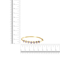14K Yellow Gold Alternating Bezel Set 5MM Oval Shaped Tanzanite and 1/5 Cttw Diamond Bangle Bracelet (H-I Color, VS2-SI1 Clarity) - Fit's wrists up to 7.25