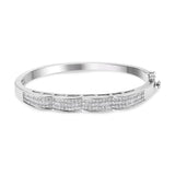 14K white gold bracelet with princess-cut diamond stones in invisible setting thumbnail 1