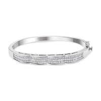 14K White Gold 3 1/3 Cttw Invisible Set Princess-Cut Diamond Wave Bangle Bracelet (H-I Color, SI1-SI2 Clarity) - Size 7