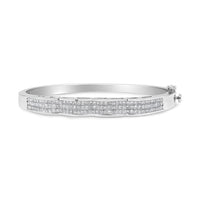 14K White Gold 3 1/3 Cttw Invisible Set Princess-Cut Diamond Wave Bangle Bracelet (H-I Color, SI1-SI2 Clarity) - Size 7