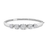 14K white gold bracelet with graduating floral cluster diamond stones thumbnail 1