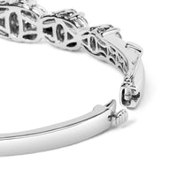 14K White Gold 2 1/2 Cttw Diamond Graduating Floral Cluster Bangle Bracelet (H-I Color, SI1-SI2 Clarity) - Fits Wrists up to 7.25