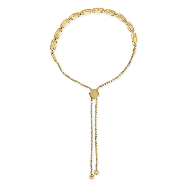 14k Yellow Gold Plated .925 Sterling 5/8 Cttw Diamond Composite Cushion Frame 4”-10” Adjustable Bolo Bracelet (G-H Color, I1-I2 Clarity)